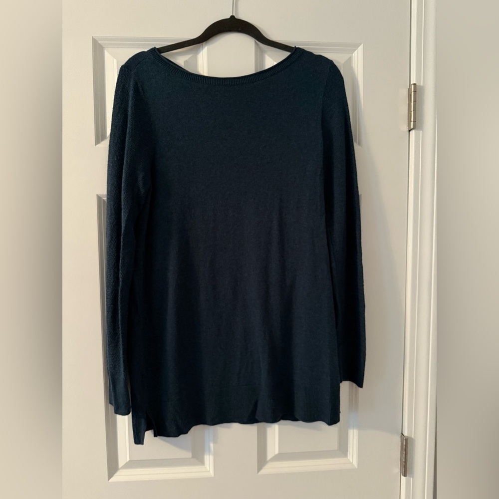 Loft Outlet | Teal Long Waffle Sleeve Tunic Sweater | Size M